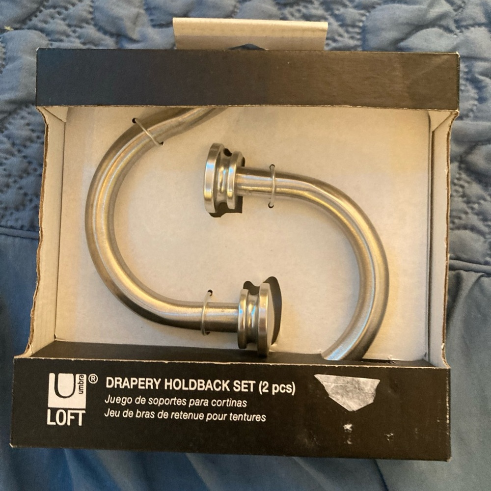 Umbra Loft Knob Drapery - 2 Piece Holdback Set -Brushed Nickel 028295239929- New